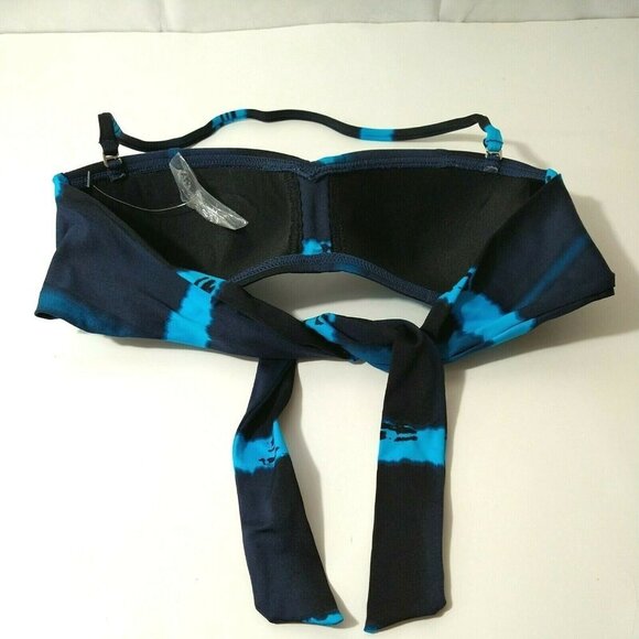 ANA A New Approach Bikini Swim Top Halter Bandeau Women Size 6 Blue Strapless - Picture 3 of 6